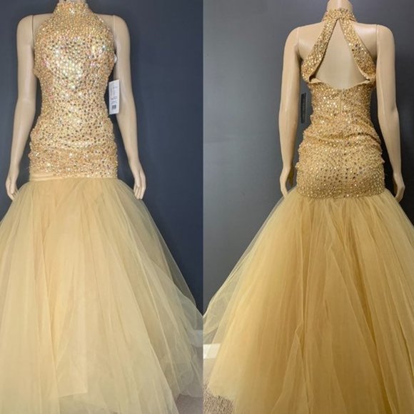 Sherri Hill 11323 Dress Gold Rare Sold Out! - Picture 1 of 5